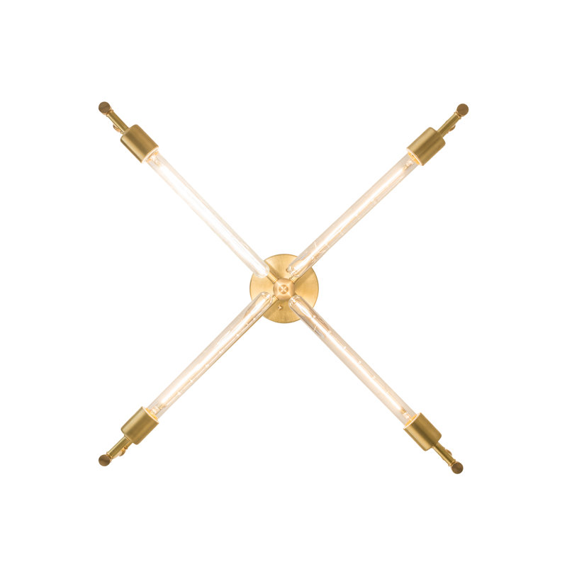 4 - Light Semi Flush Mount, Satin Brass