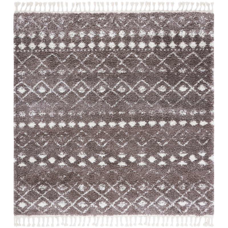 Berber Fringe Shag Performance Southwestern Rug, Square 6'7"