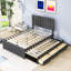 Upholstered Platform Bed with Twin Trundle and 3 Storage Drawers-19470078-19470076