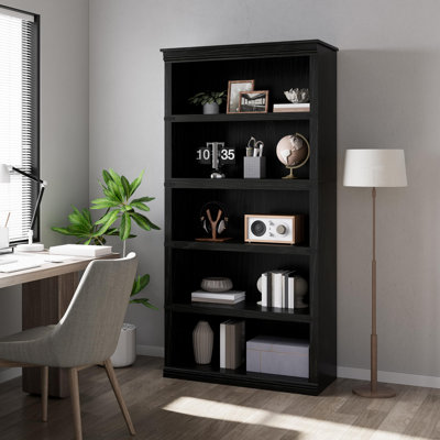 5-Tier Farmhouse Bookcase, Tall Wooden Open Bookshelf Sturdy Freestanding Storage Unit