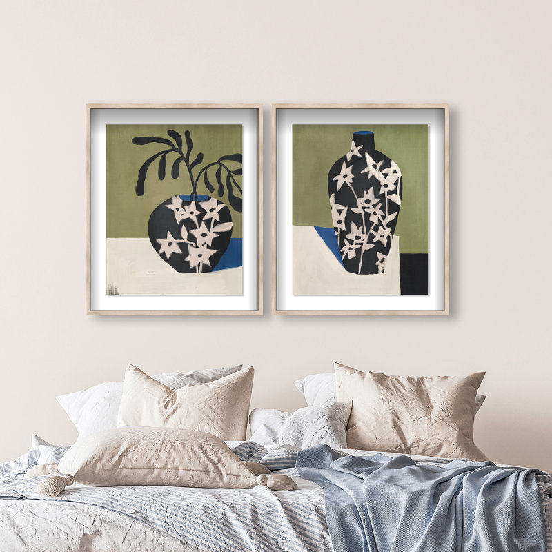 Noir Vase Set Set by Oliver Gal, 63"H x 51"W, Natural Oak Shadowbox