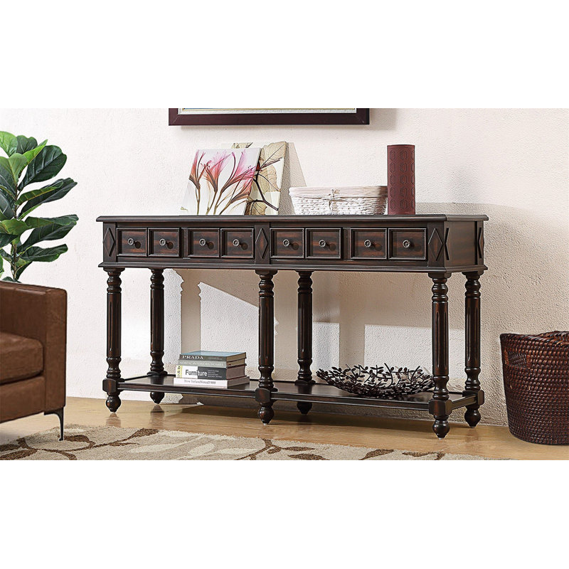 Milas 58'' Console Table, Distressed Black