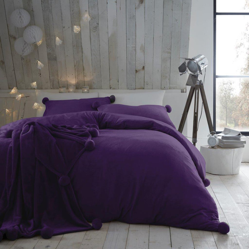 Flagler Polyester Solid Colour Duvet Cover Set with Pillowcases Included, Single - 1 Standard Pillowcase, Purple