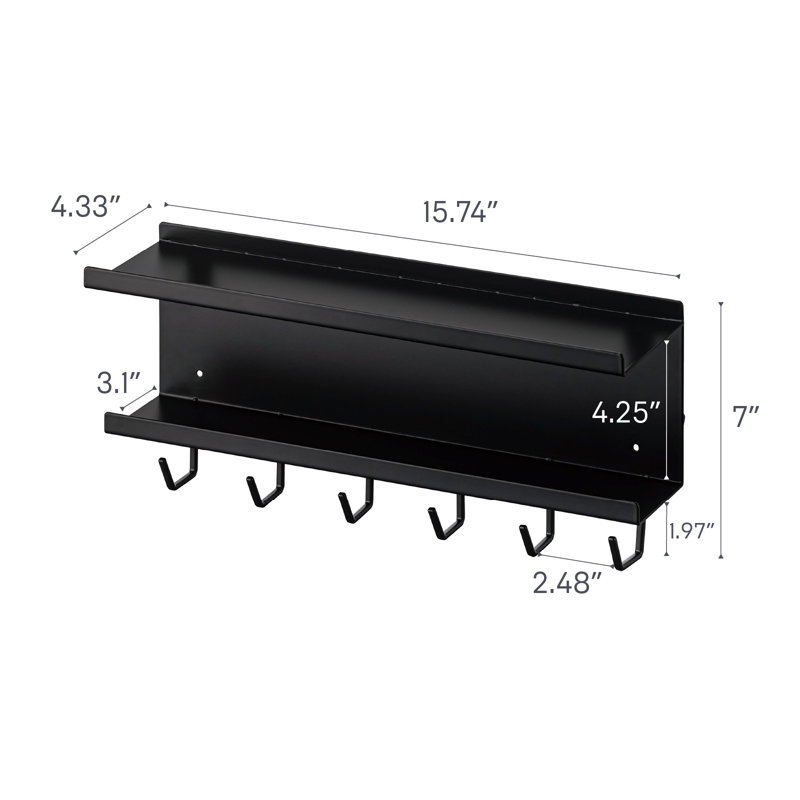 Black Steel Wall-Mount Cable and Router Storage Rack