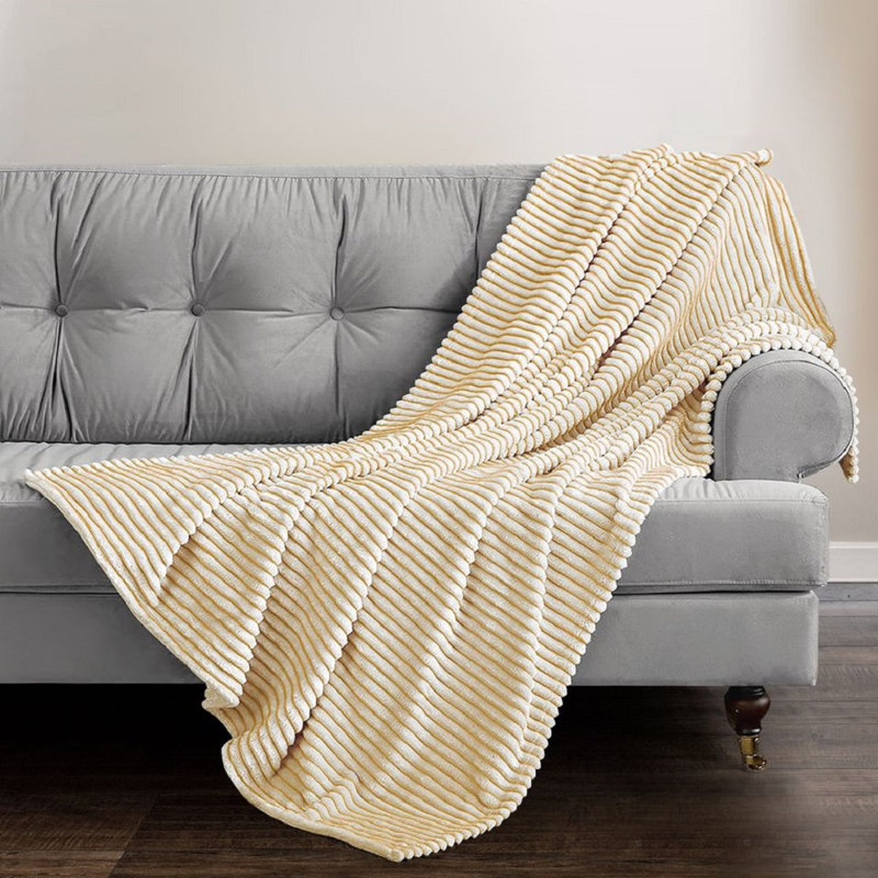Allia Thermal Modern Printed Cord Throw Blanket, W127 x L152cm, Ochre