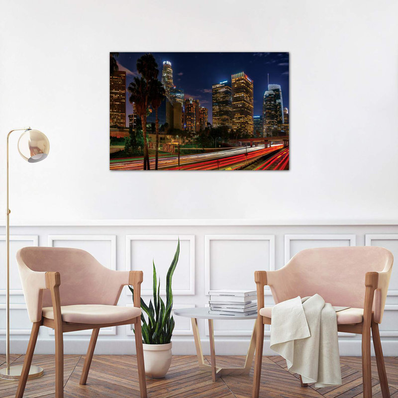 «LA Down Town» par Marco Carmassi - reproduction de photo, H 26 po x l 40 po x 1,5 po, Toile tendue