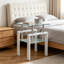 Table de bout en verre trempé blanc, petite table avec rangement à 2 couches, table d'appoint de salon