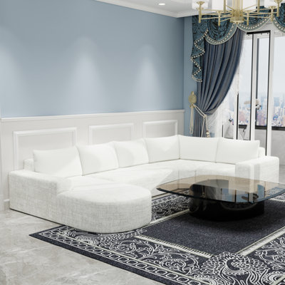 139 Inch Oversized Cloud Sectional Sofa Set, U-Shaped Upholstered with Deep Seat, for Living Room.
