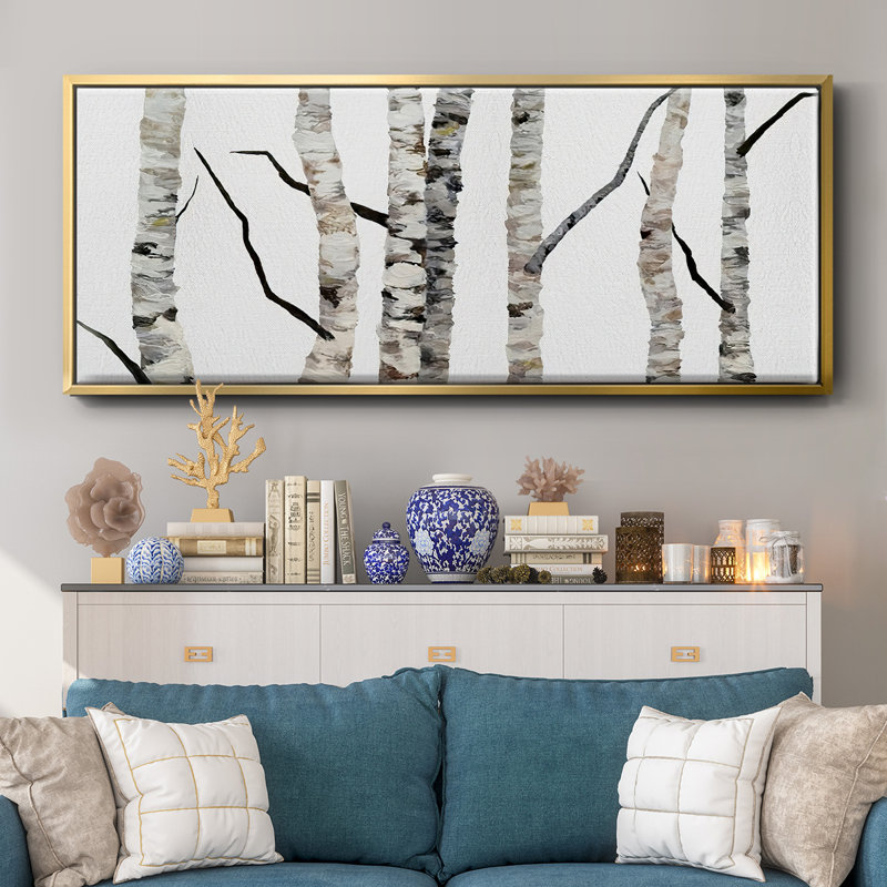 Birch Trees II- Framed Canvas, 20" H x 50" W