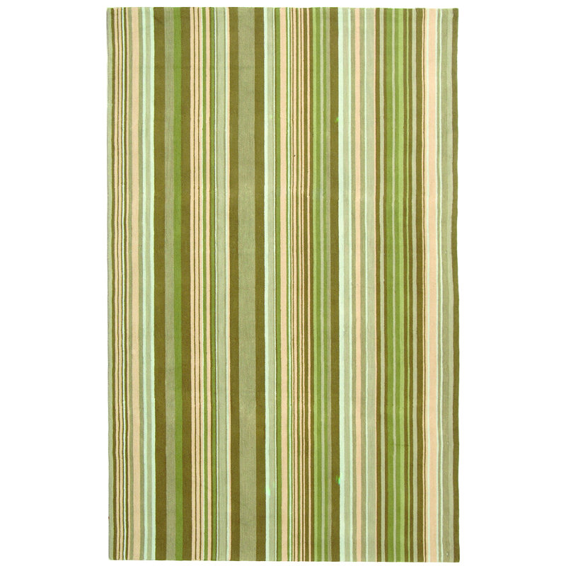 Atilia Hand Hooked Cotton Pile Striped Rug, Rectangle 5' x 8'