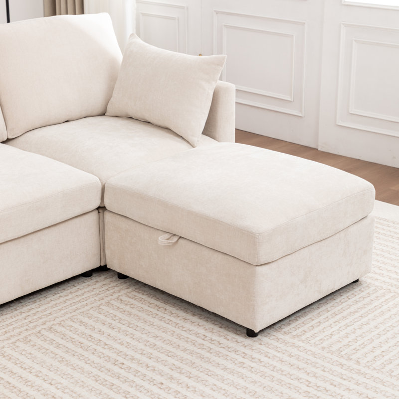 Canapé modulaire rembourré 5 pièces Wilroy, Beige