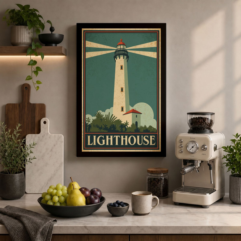 Beacon of Light Art Deco - Wrapped Canvas, 18x12 - 45.7 x 30.5 cm, Terracotta Border