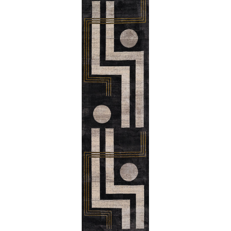 Tapis gris anthracite Goudy, Tapis de couloir 2 pi 2 po x 7 pi 7 po