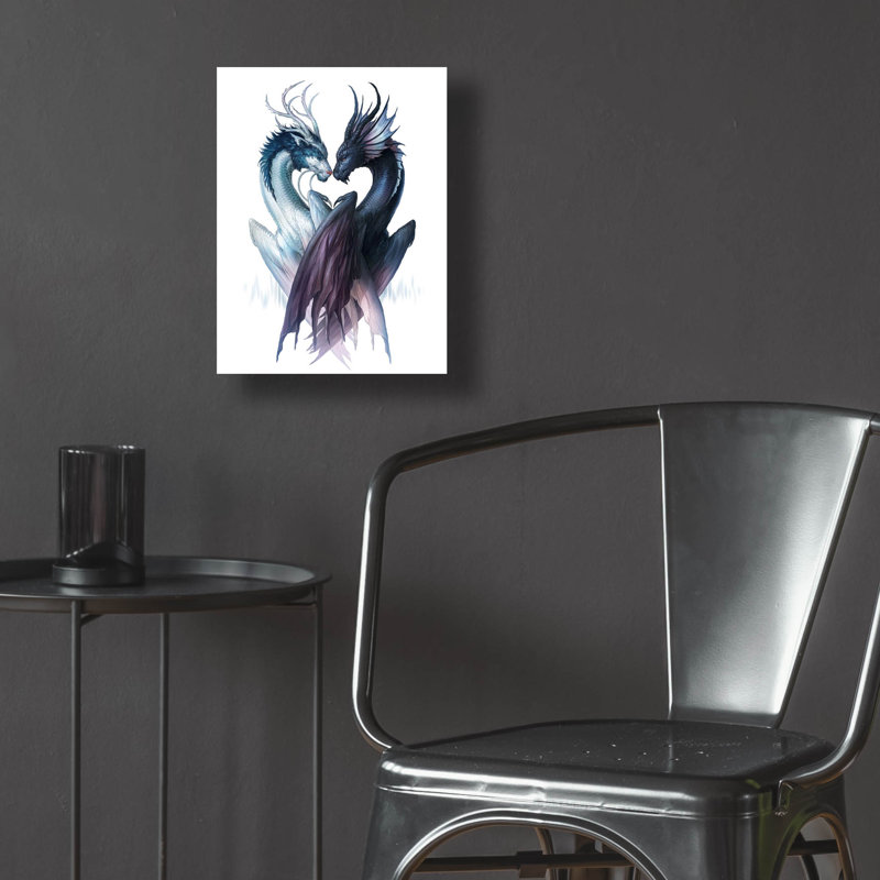 "Yin Yang Dragons" par JoJoes Art, H 16 po x l 12 po x P 0,13 po
