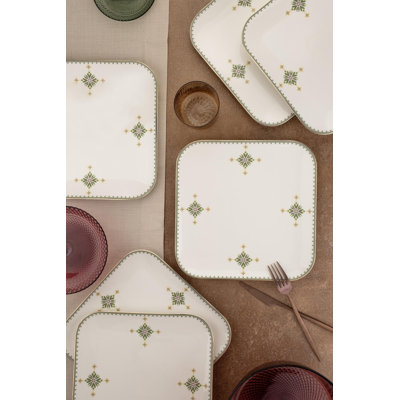 Ensemble d'assiettes élégantes (6 pièces), 9,8 pouces, 100% porcelaine | Va au lave-vaisselle et au micro-ondes | Parfait pour le divertissement et l'utilisation quotidienne | Conception durable et élégante pour toute table