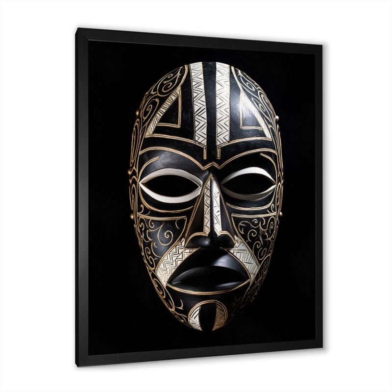 «Ethnical Traditional African Mask X», reproduction sur toile, H 32 po x l 16 po x P 1 po, Cadre photo noir
