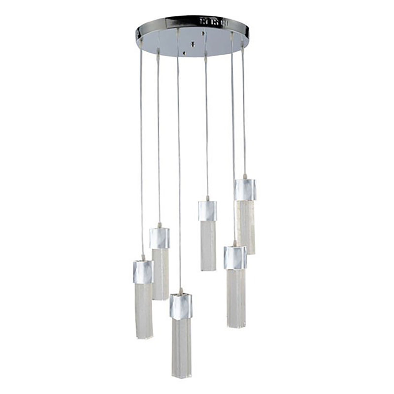 Luminaire suspendu géométrique 6 lumières à del en grappe