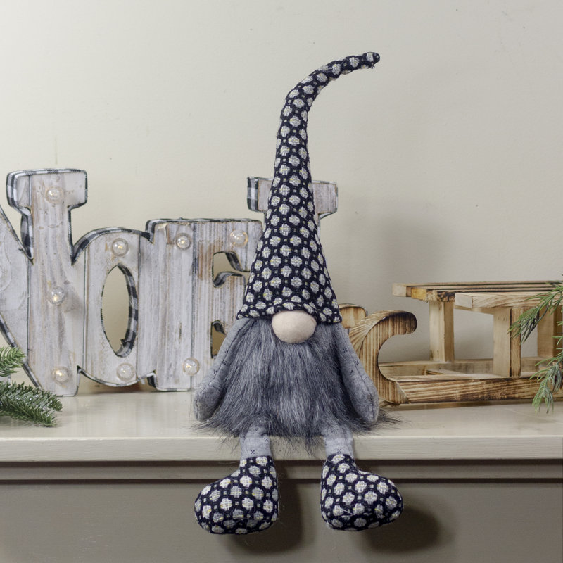 Décoration de Noël gnome de table 18 po gris et noir assis