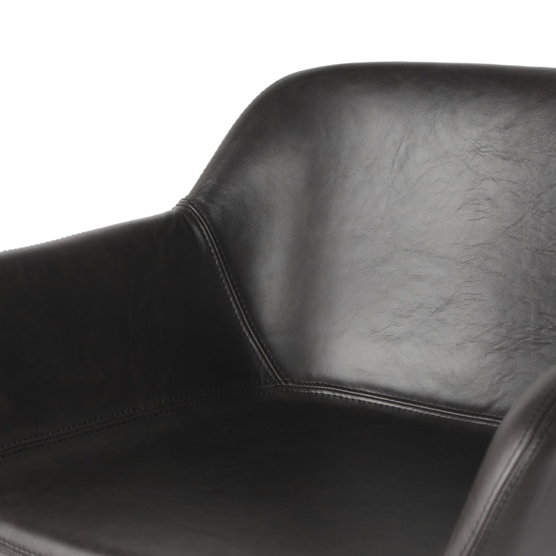Hannah Swivel Stool, Bar Stool (30.5" Seat Height), Sonoma Black/Genuine Leather, Stained Black Ash