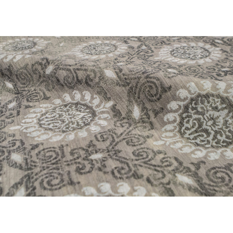 Brookhaven Damask Area Rug in Gray