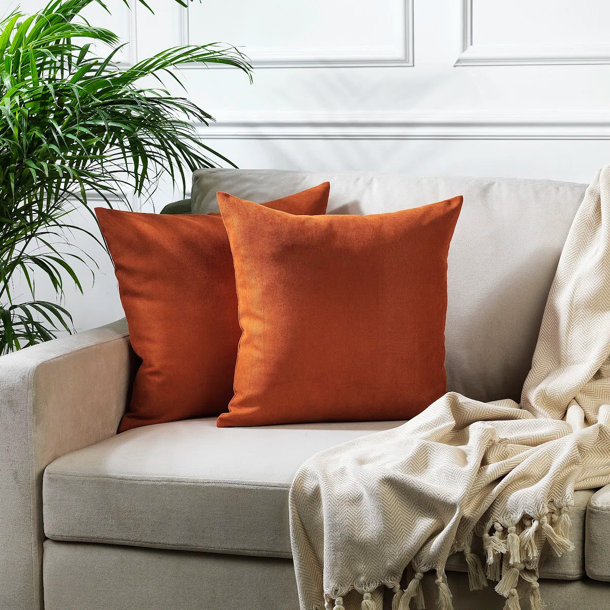 Faux Velvet Pillow Covers (Set of 2) Lilijan Home & Curtain Size: 12 H x 12 W, Color: Burnt Orange