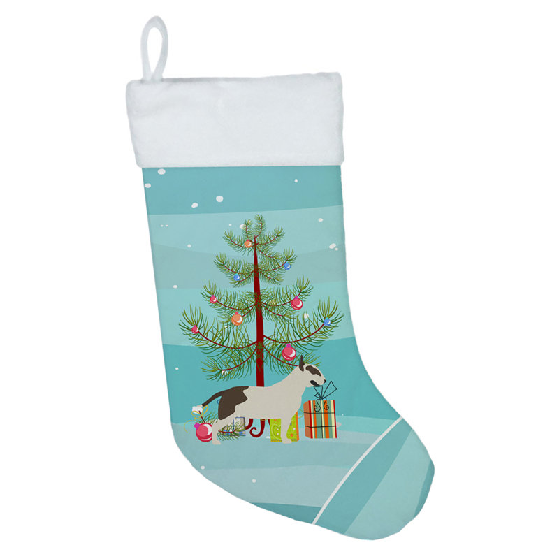 Chaussette de noël joyeux de noël, Bull terrier brun foncé