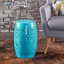 Side Table, Lace Cut Metal End Table for Outdoor & Indoor Use, Barrel Shape Accent Table with No Assembly Needed for Garden, Patio, Living Room, Backyard Decor-23231212
