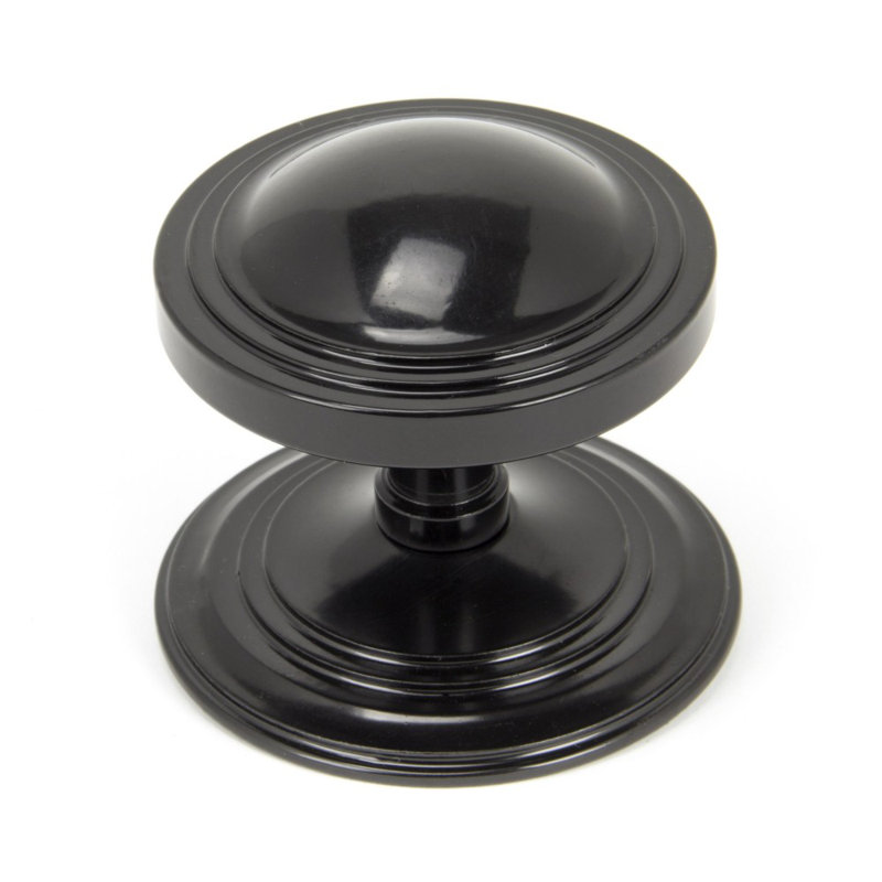 Art Deco Centre Door Knob, Black