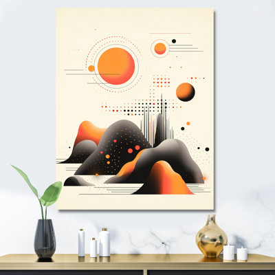 Serene Full Moon Landscape with Black Mountains - Print on Canvas