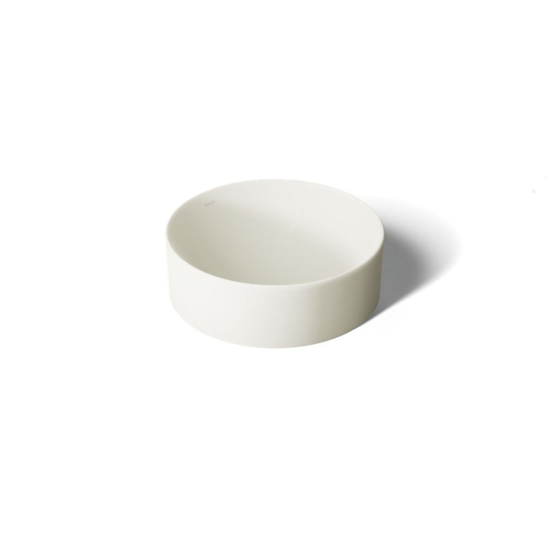 Vox Vitreous China Circular Vessel Bathroom Sink with Overflow, Biscuit