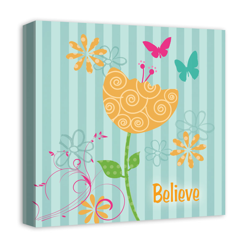 Believe Flower Print On Canvas; 1EBEE18AD45F4FD09D970F710FCAAD23 Square, 16" H x 16" W x 1.25" D