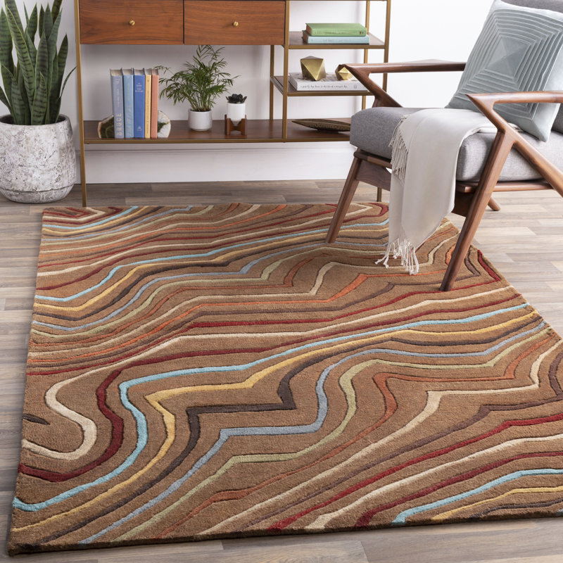 Adhrith Wool Abstract Indoor Rug, Square 9'9"