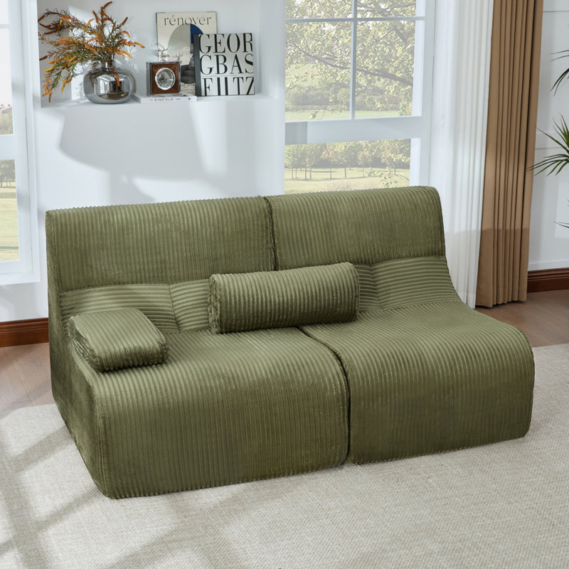 Canapé modulaire 63,7 po Modern, Velours côtelé vert