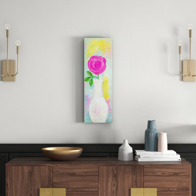 Rose in Vase 1 Piece Wrapped Canvas Wall Art