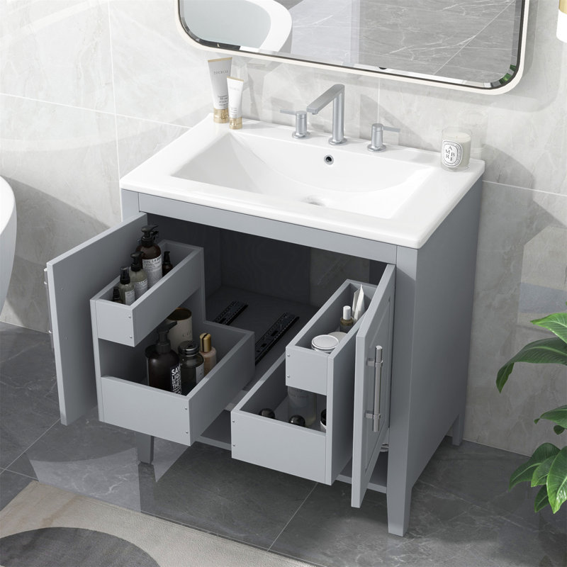 34 30'' Single Bathroom Vanity with Top, Gray