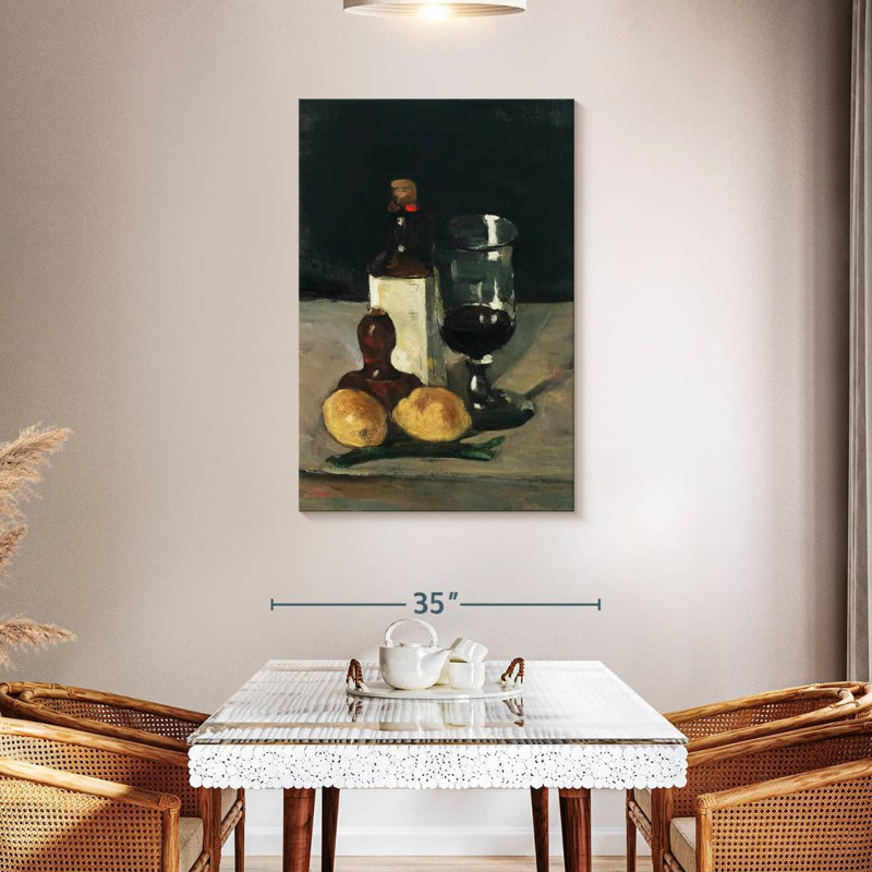Nature morte avec verre à bouteille et citrons, H 45 po x l 30 po