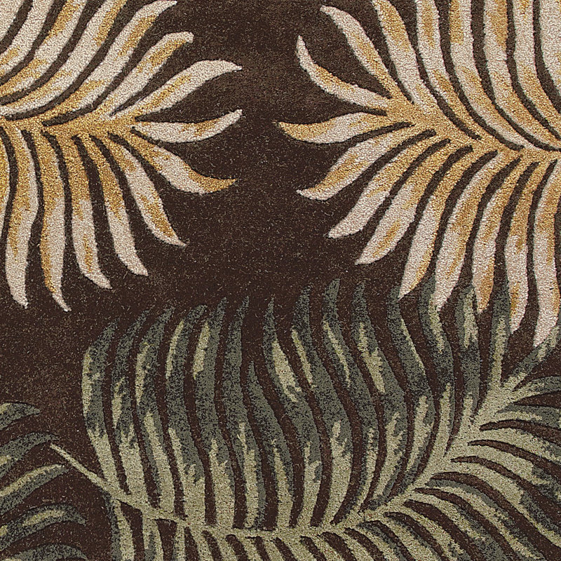 Espresso Fern Hand-Tufted Round Wool Rug, 7'6"