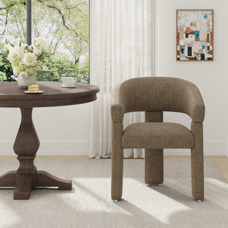 48 cm H Chenille Low Back Armchair, Camel