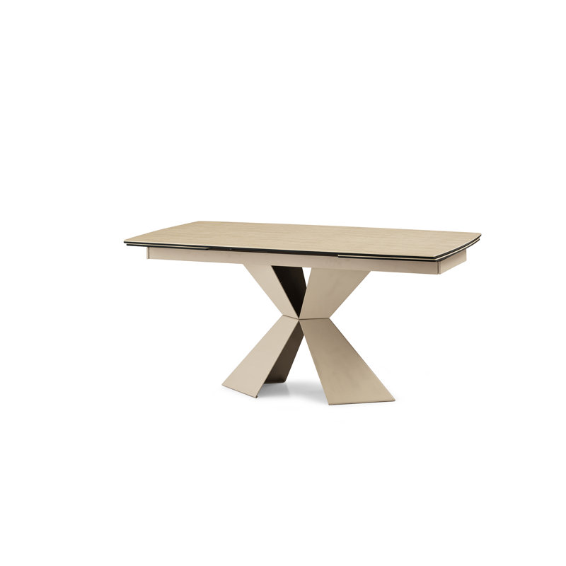 Padgett Metal Base Dining Table, 75cm H x 160cm L x 90cm W, Grey, Light grey