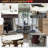 7 - Piece Round Stone Dining Table Set Solid Wood Pedestal (1 Table 6 Chairs)-114216553-114216554