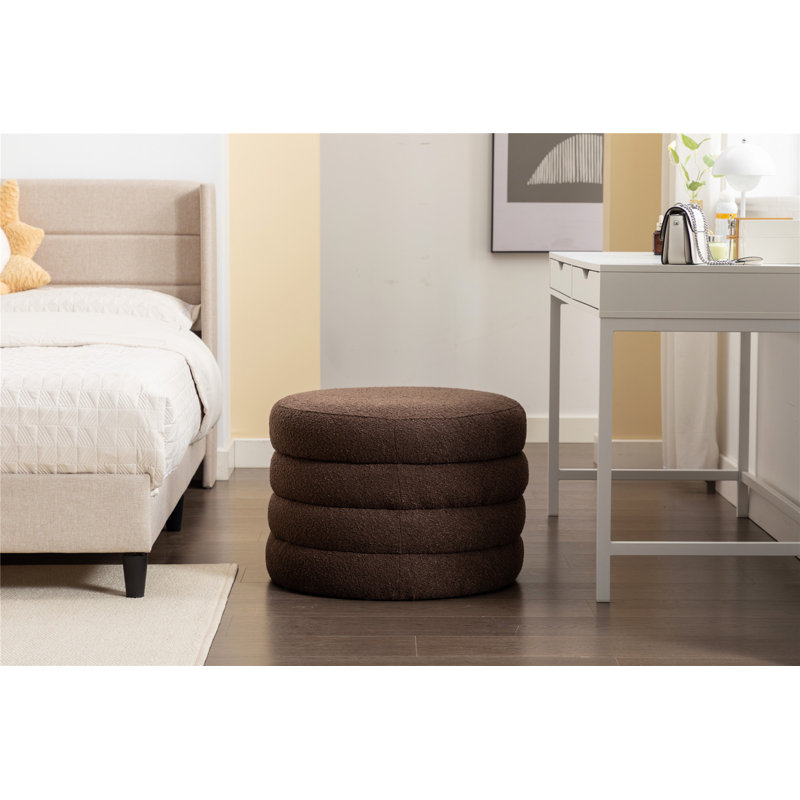 Repose-pieds rond avec repose-pieds en velours, Blanc