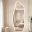 Miroir pleine longueur H 65 po x l 24 po à DEL sans cadre ondulé irrégulier, miroir mural rétroéclairé à 3 couleurs à intensité variable pour chambre à coucher, vestiaire, entrée-1882370931