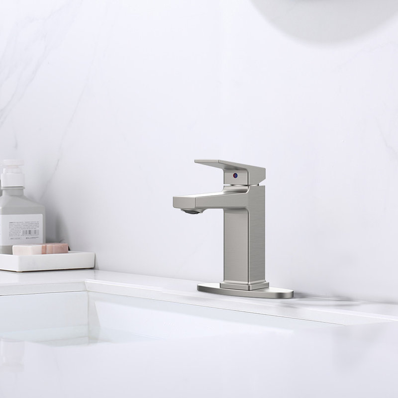 Modern Style Bathroom Faucet In Brushed Nickel - 1 Handle Deck Mount, Soft Flow, And Stable Hole Mounted Tap Water Saving, Easy Flow Control, Scratch- Finish