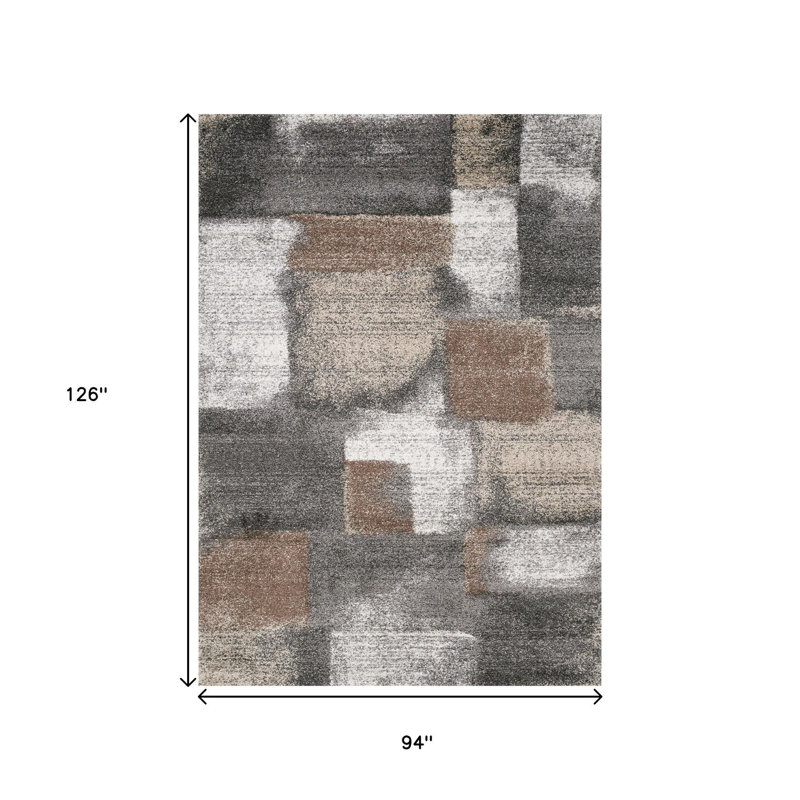 8' X 11' Grey Brown And Ivory Abstract Area Rug