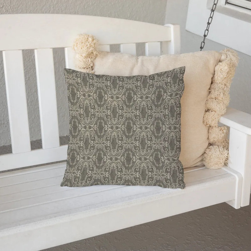 Scrollwork Geometric Outdoor Throw Pillow