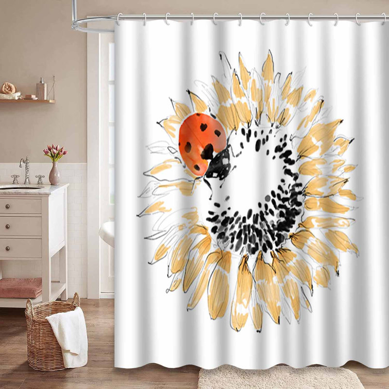 Tournesol aquarelle coccinelle fleur artistique belle beauté avec 12 crochets, L 72 po x l 78 po