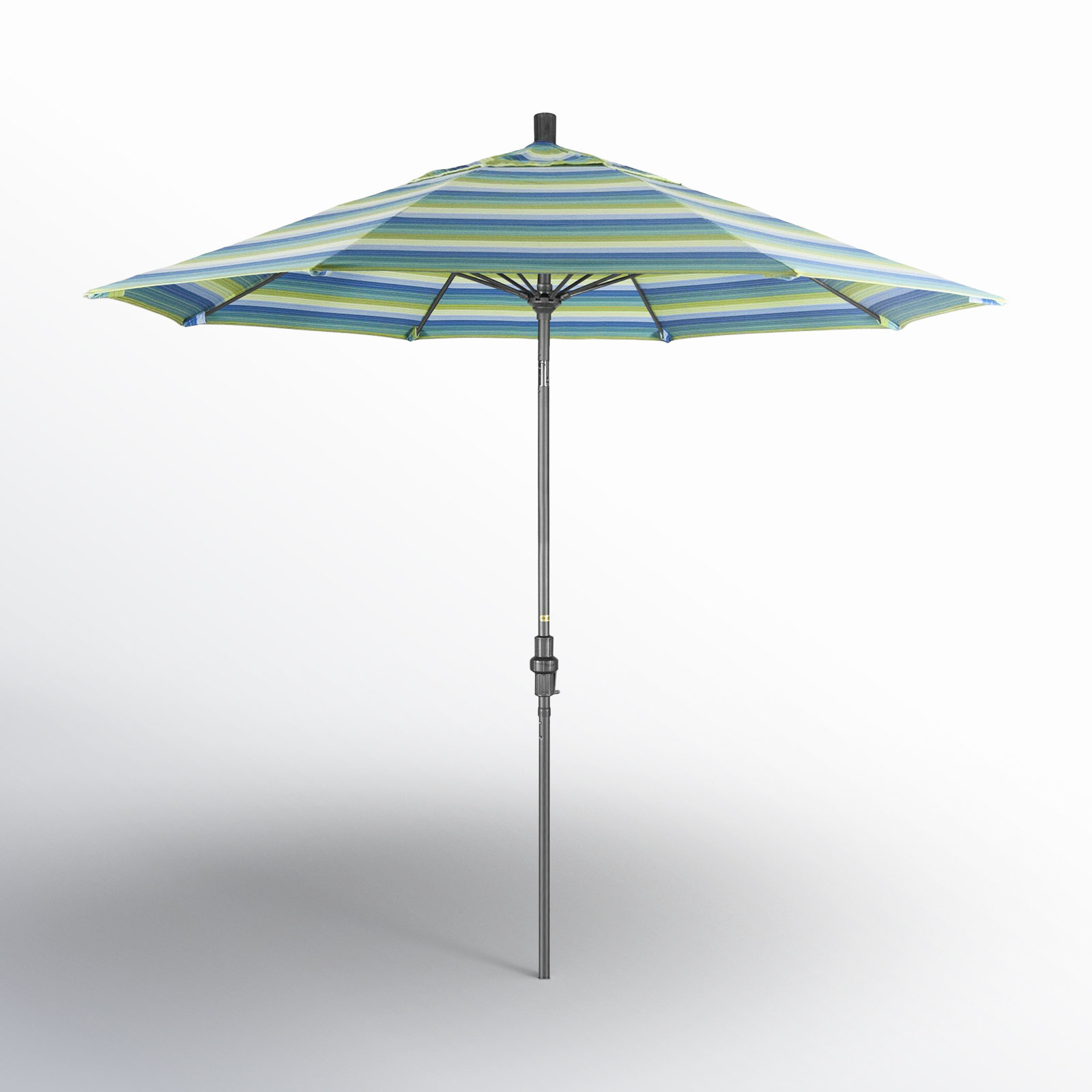 Roverta 9' Market Sunbrella® Umbrella, Seville Seaside Stripe Sunbrella®, Black