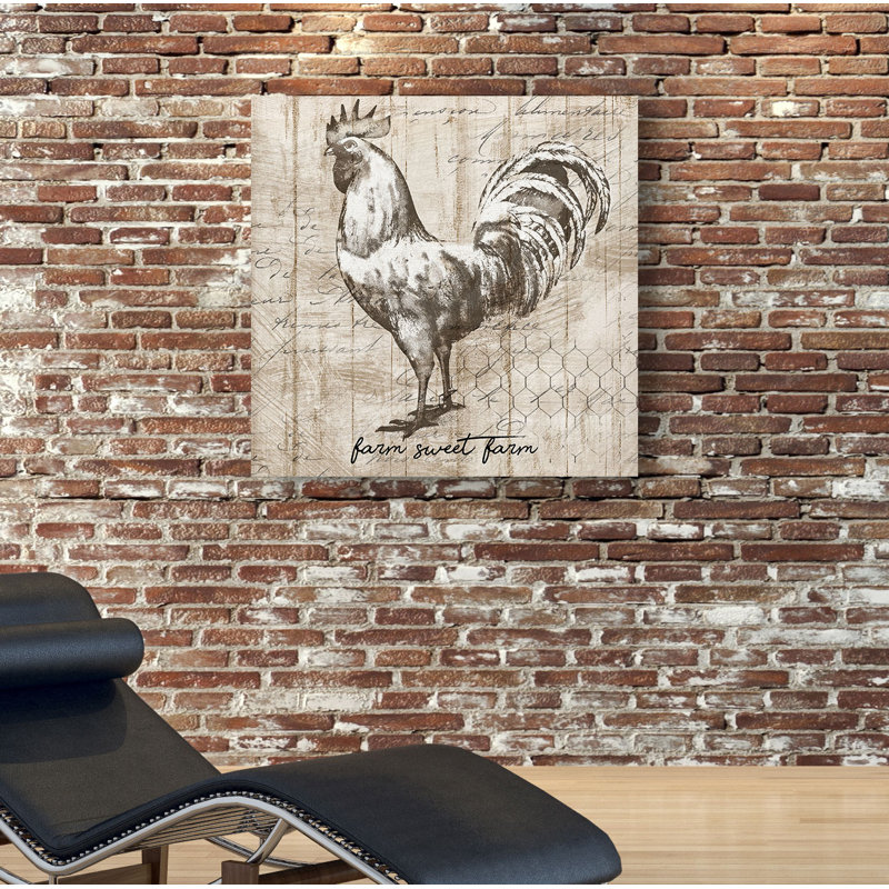 " Farm Rooster ", 10" H x 10" W x 1.5" D, Wrapped Canvas