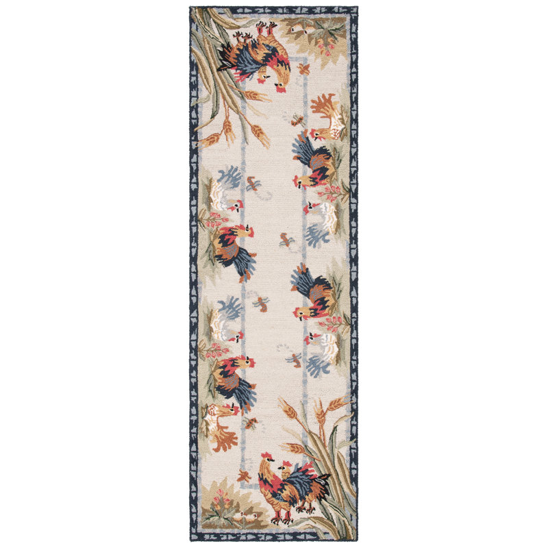 Kinchen Hand Hooked Wool Oriental Rug, Runner 2'6" x 12'