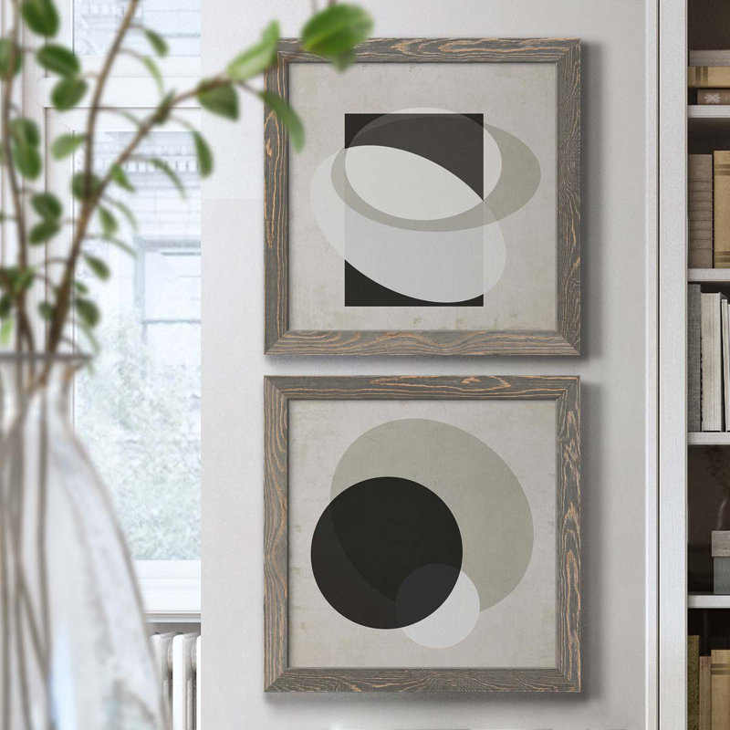 Moderniste Neutre III, ensemble de 2 reproductions d'art sur toile encadrées, H 20 po x l 40 po x P 1,5 po